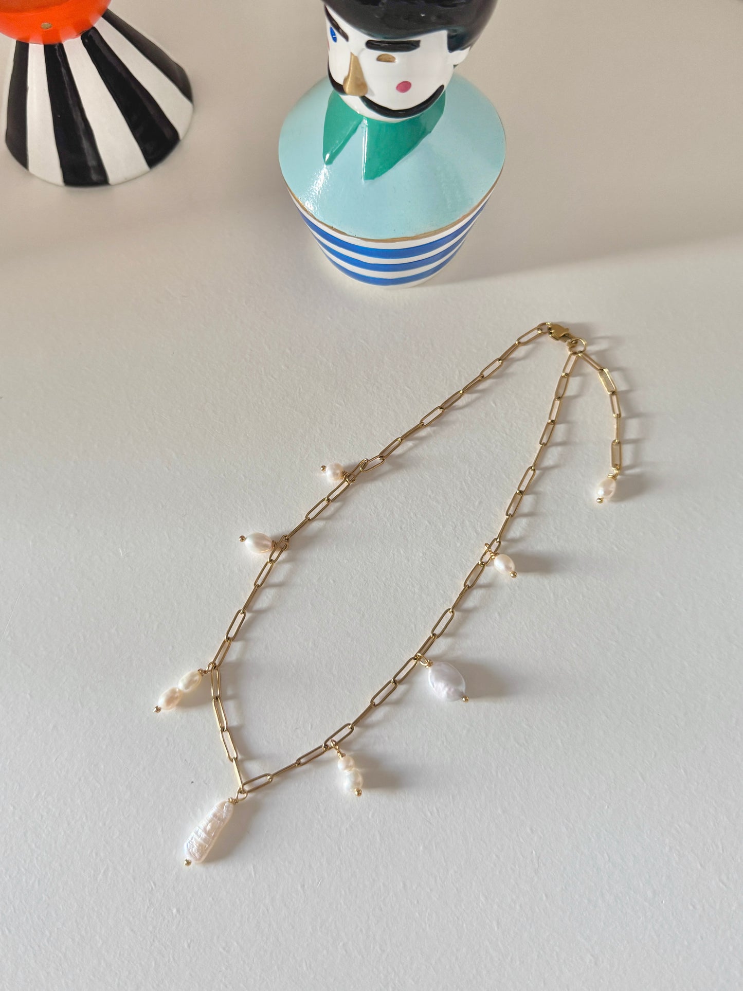 Cluster-Charm-Kette mit Süßwasserperlen