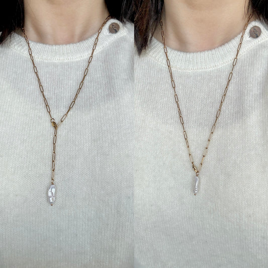 Two-way Barock Süßwasserperlen-Halskette (Y-Kette)