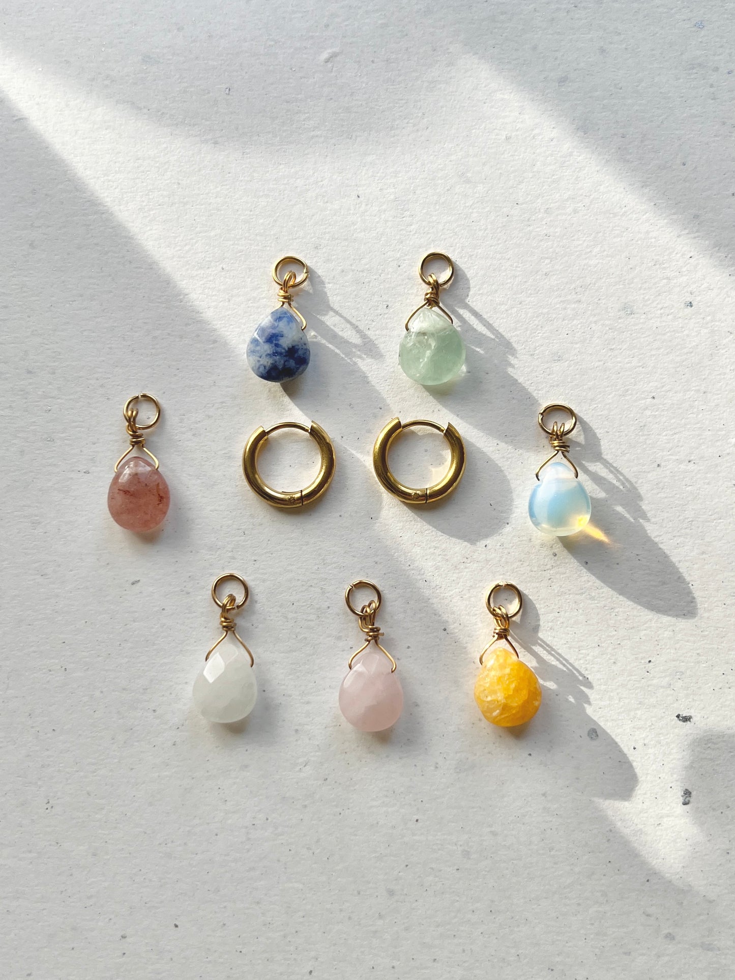 Add-on pendant for earrings ︱ Minimalist gemstones (pair)