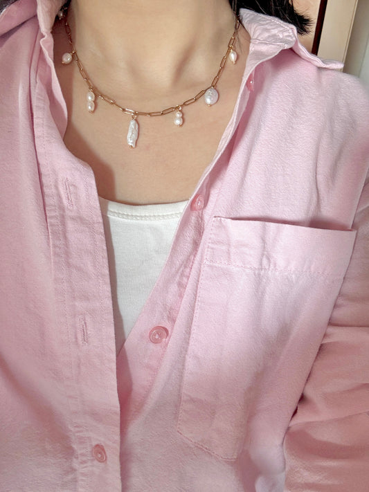 Cluster-Charm-Kette mit Süßwasserperlen