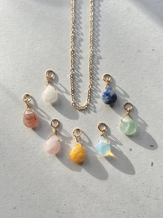 Add-on pendant for necklaces︱ Minimalist gemstones (1 piece)