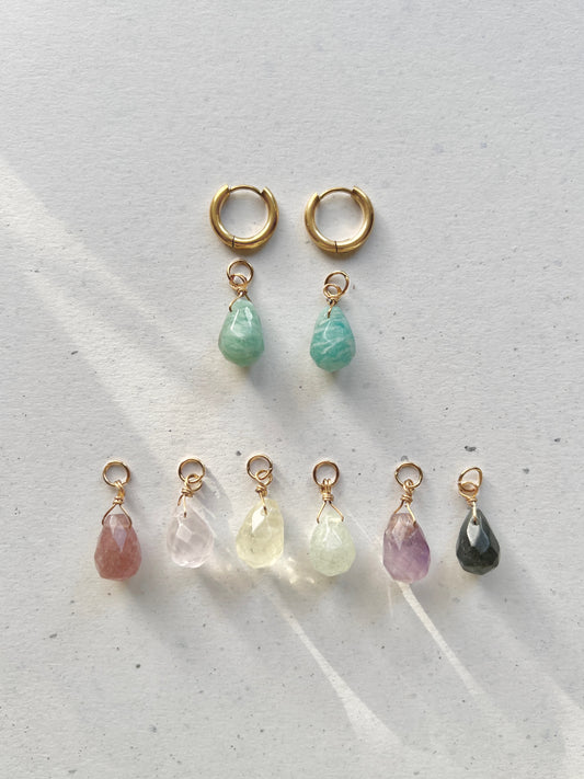 Add-on pendant for earrings ︱ Faceted gemstones (pair)